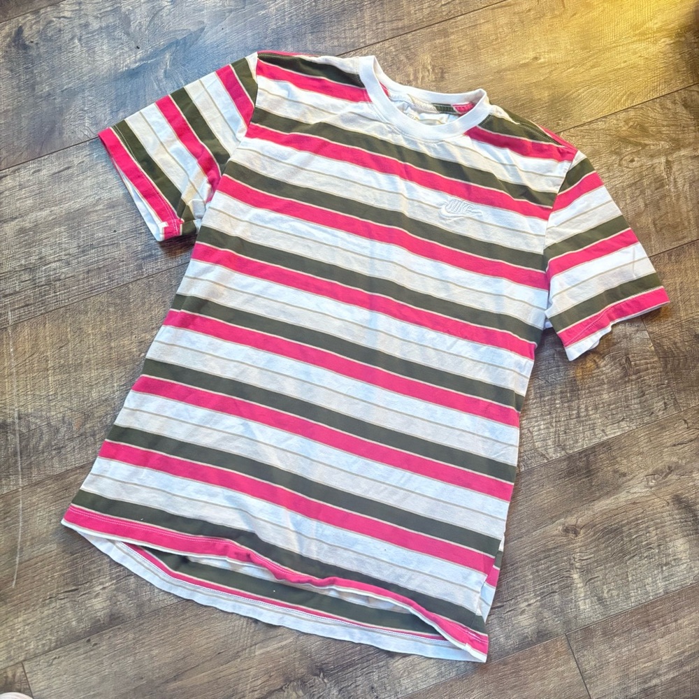Nike Striped T-Shirt - Red, Green, White